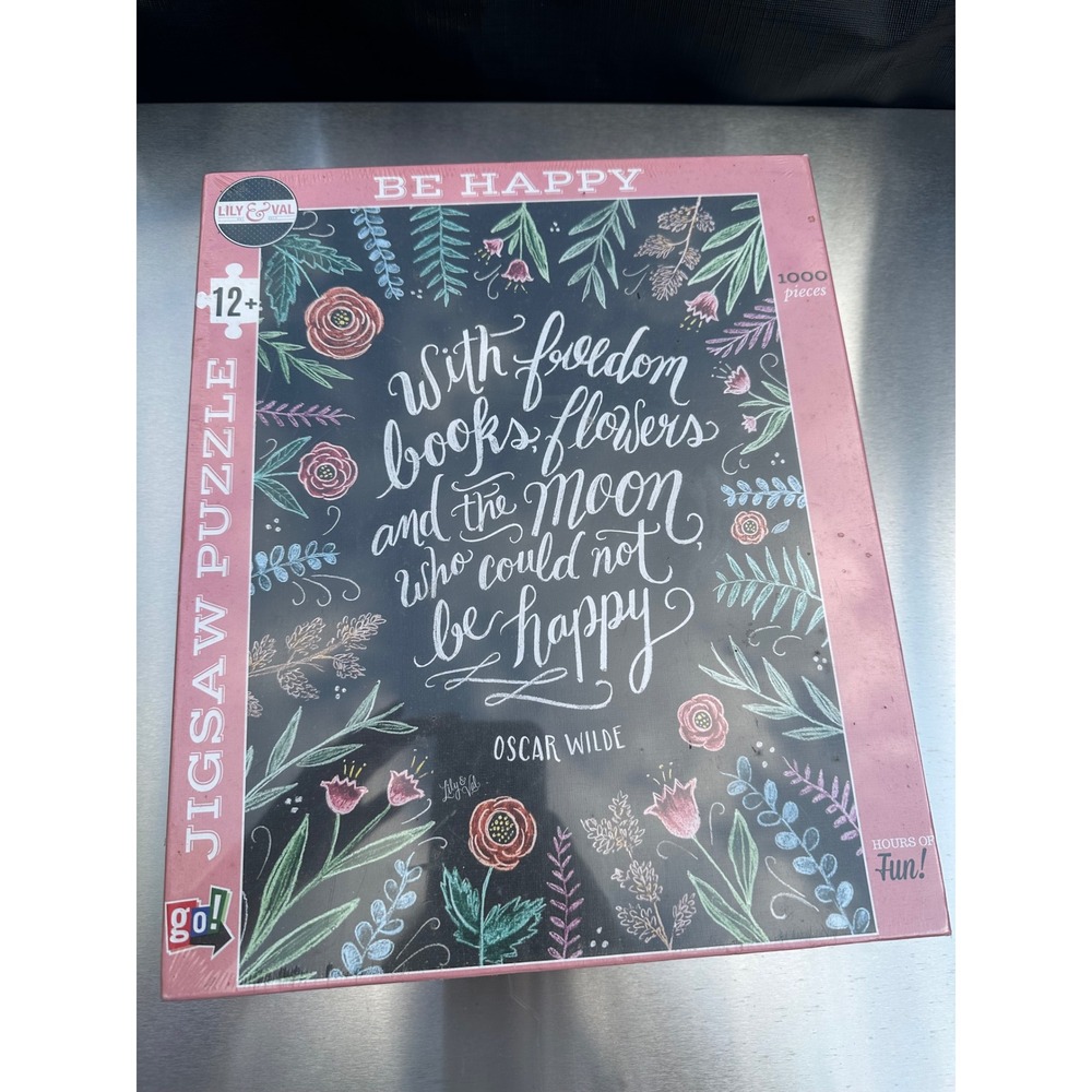 Lily & Val Be Happy 1000 Piece Jigsaw Puzzle Go Games Oscar Wilde Quote Floral